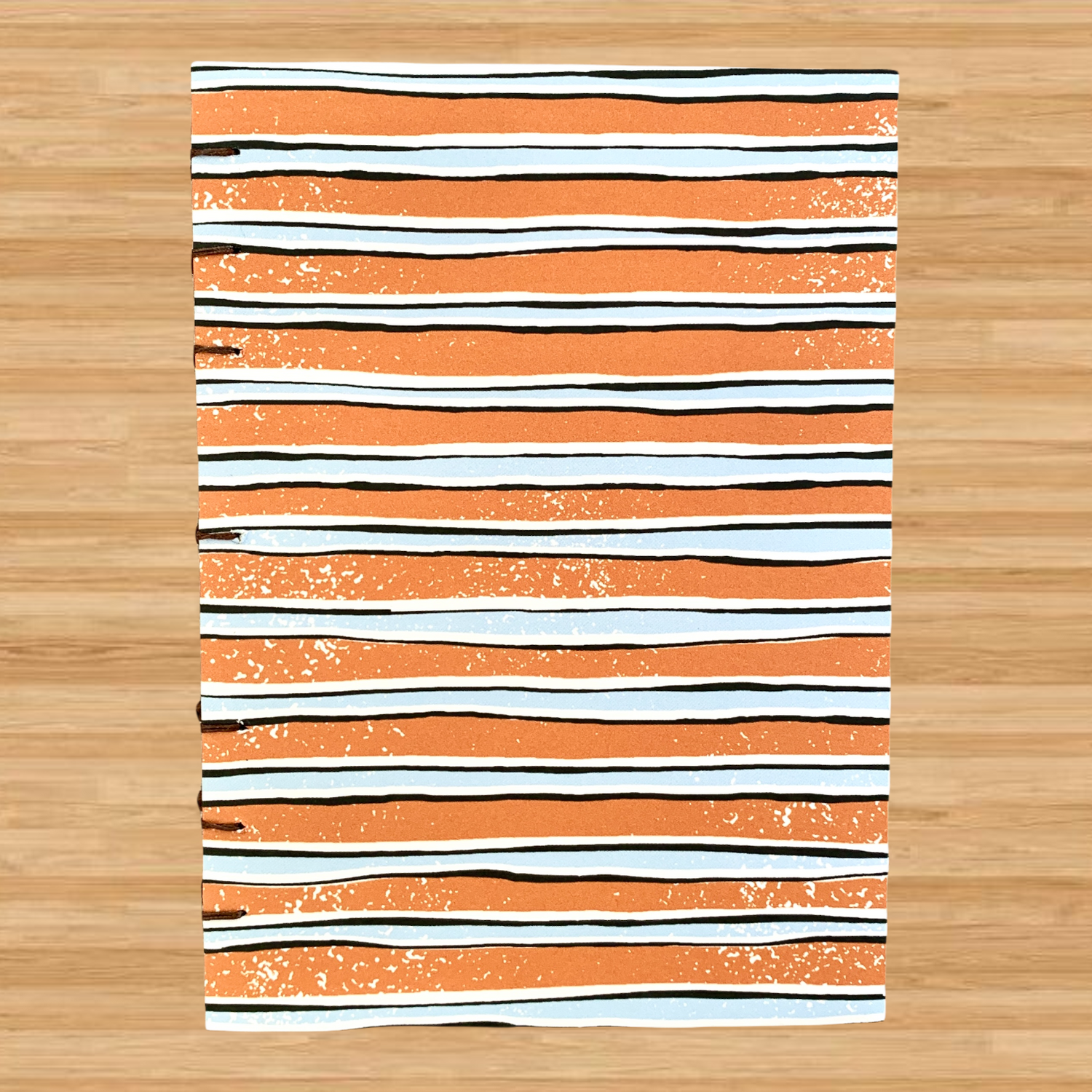 Orange Blue Stripe - Coptic Journal - A6 - 5mm Line Spacing - Coptic B by FP Journals