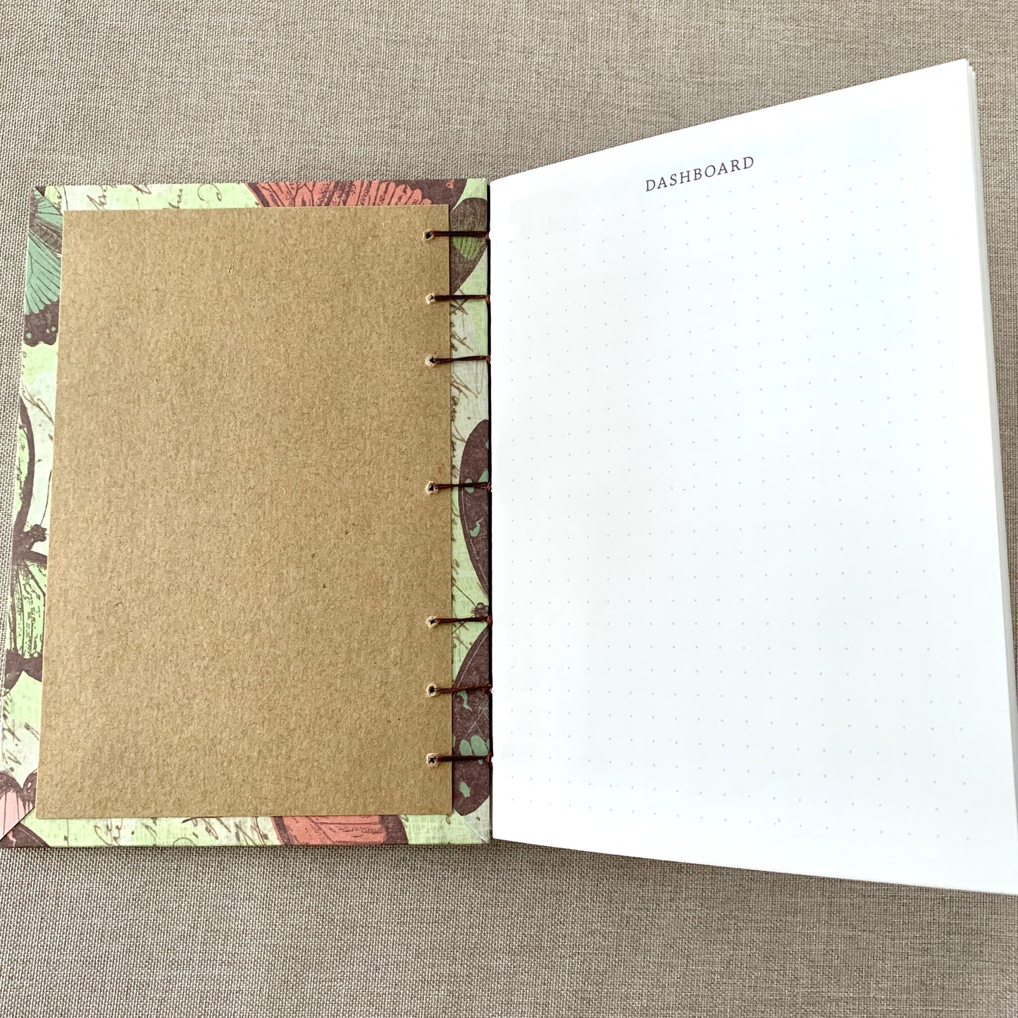 Butterfly Script - Coptic Journal - A6 - 4x6 Dot Grid - Bullet Journal by FP Journals