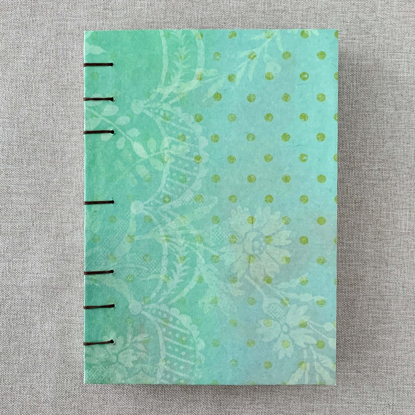 Green Lace Flower - Coptic Journal - A6 - 4x6 Dot Grid - Bullet Journa by FP Journals