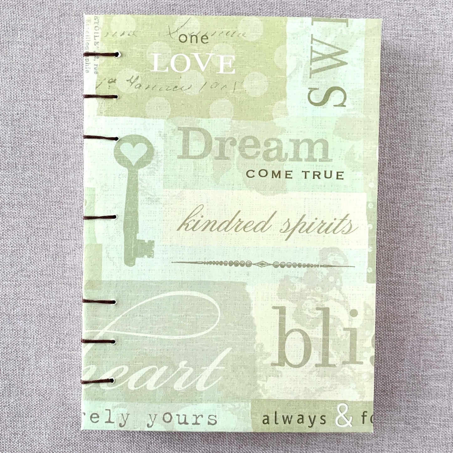 Green Inspirational Words - Coptic Journal - A6 - 4x6 Dot Grid - Bulle by FP Journals