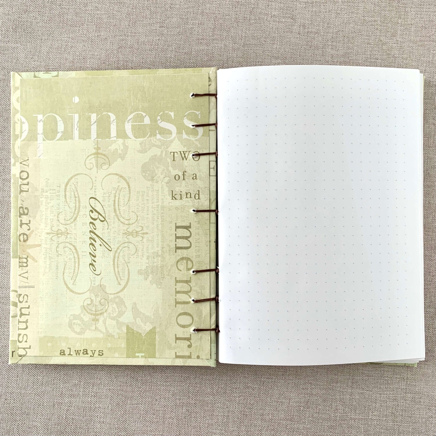 Green Inspirational Words - Coptic Journal - A6 - 4x6 Dot Grid - Bulle by FP Journals