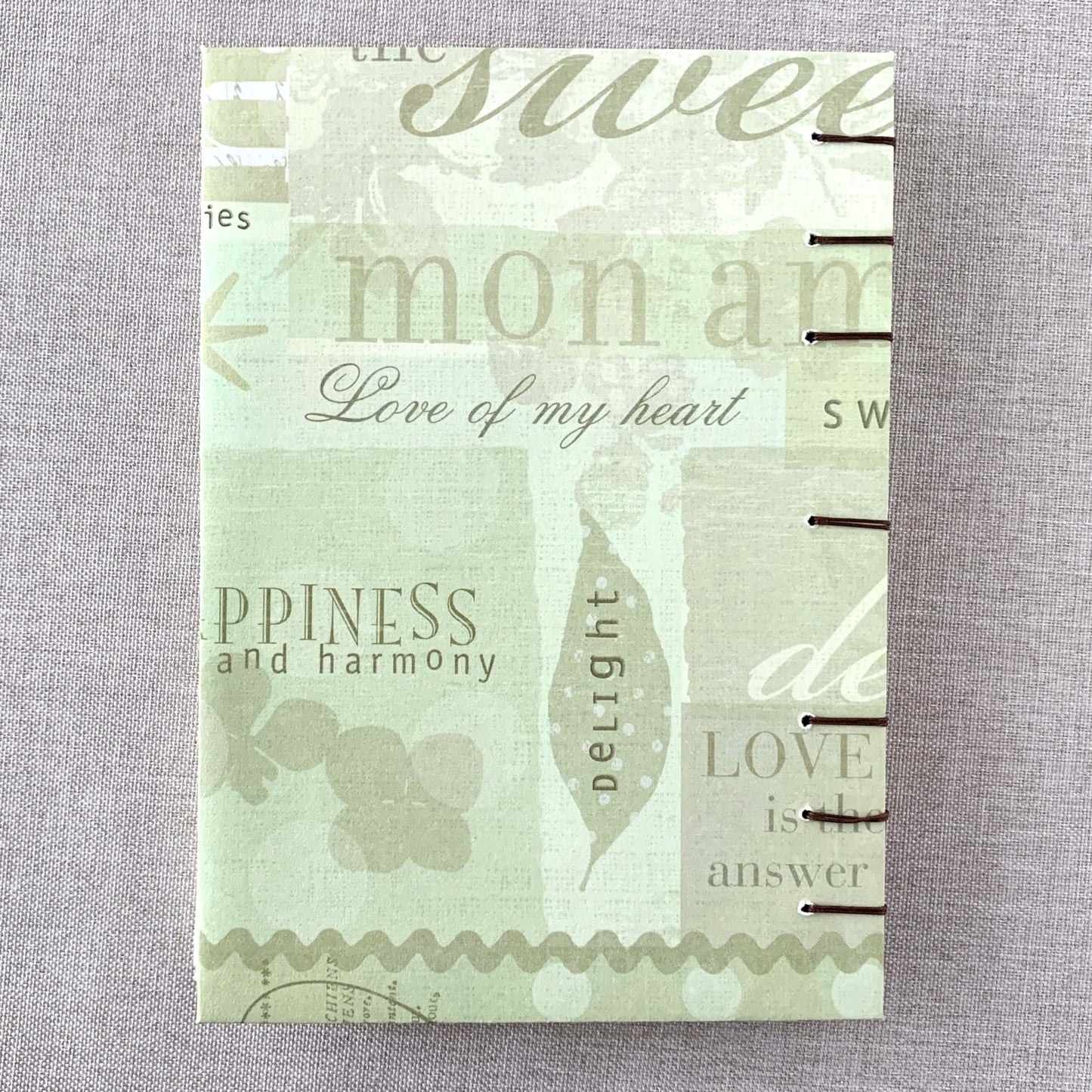 Green Inspirational Words - Coptic Journal - A6 - 4x6 Dot Grid - Bulle by FP Journals