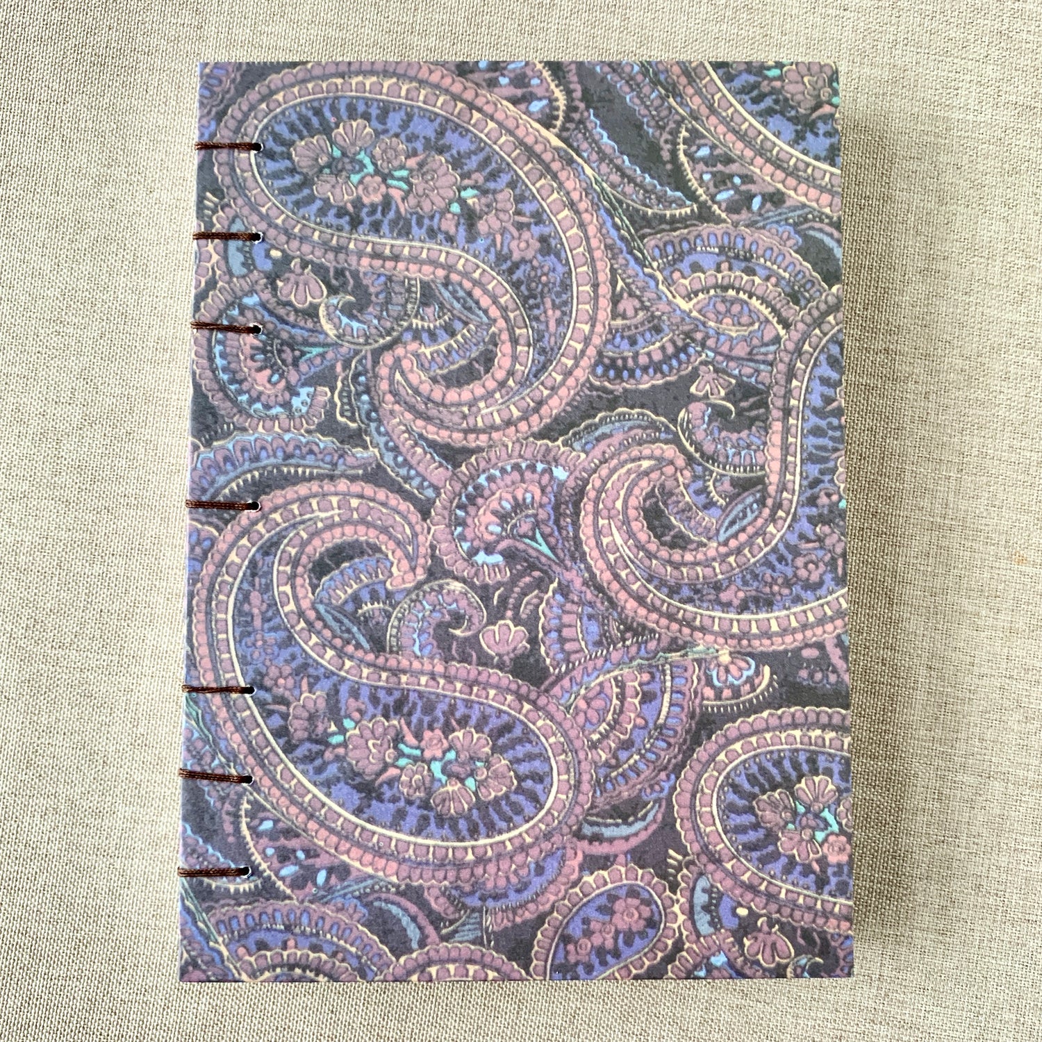 Mauve Paisley - Coptic Journal - A6 - 4x6 Dot Grid - Bullet Journal -  by FP Journals