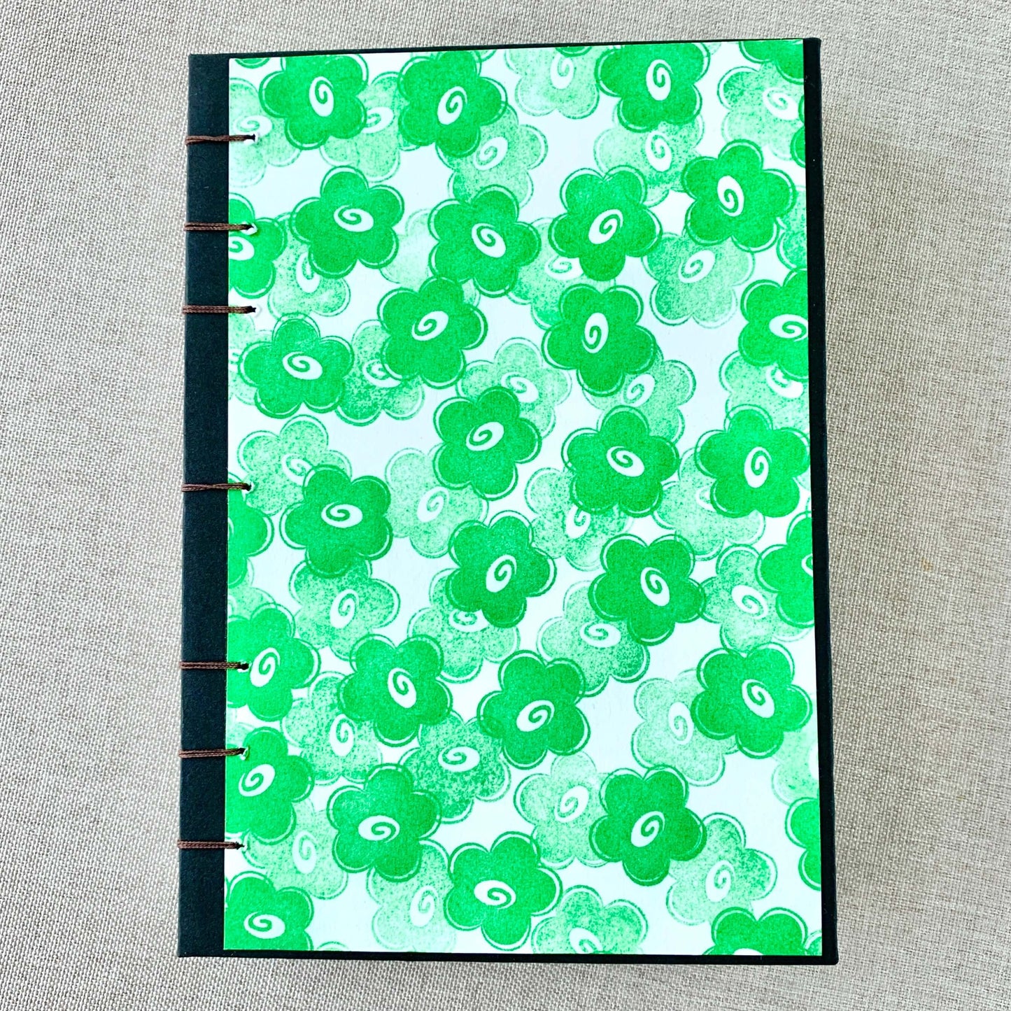 Green Flower - Coptic Journal - A6 - 4x6 Dot Grid - Bullet Journal - P by FP Journals