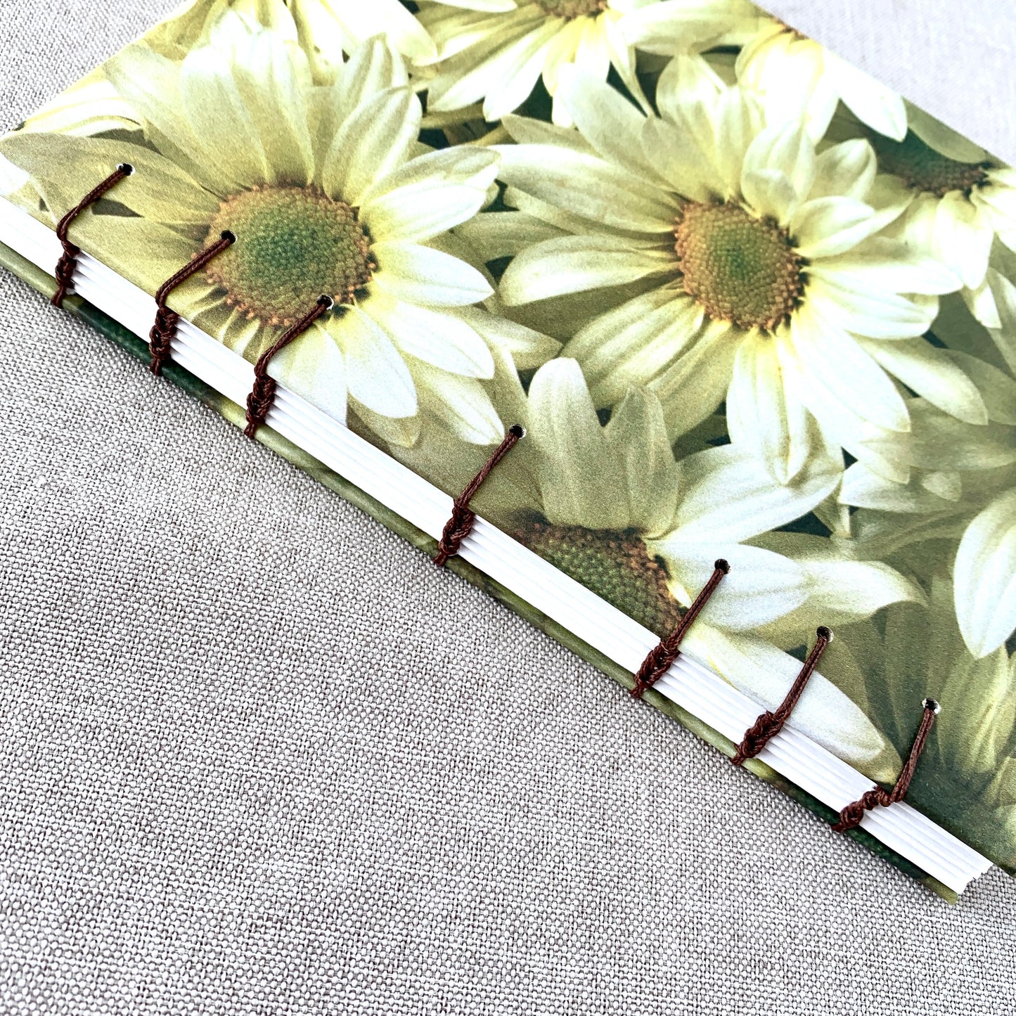 Sunflower Field - A6 - Dot Grid - Coptic Bound - Fountain Pen Notebook - Handmade Journal