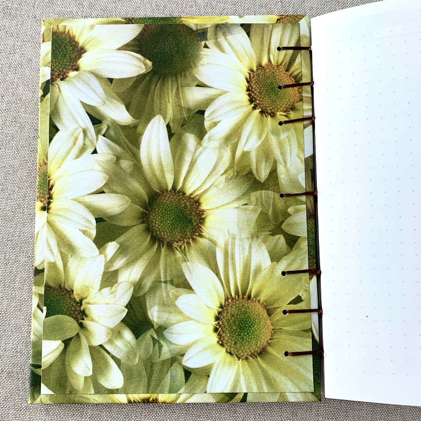 Sunflower Field - A6 - Dot Grid - Coptic Bound - Fountain Pen Notebook - Handmade Journal
