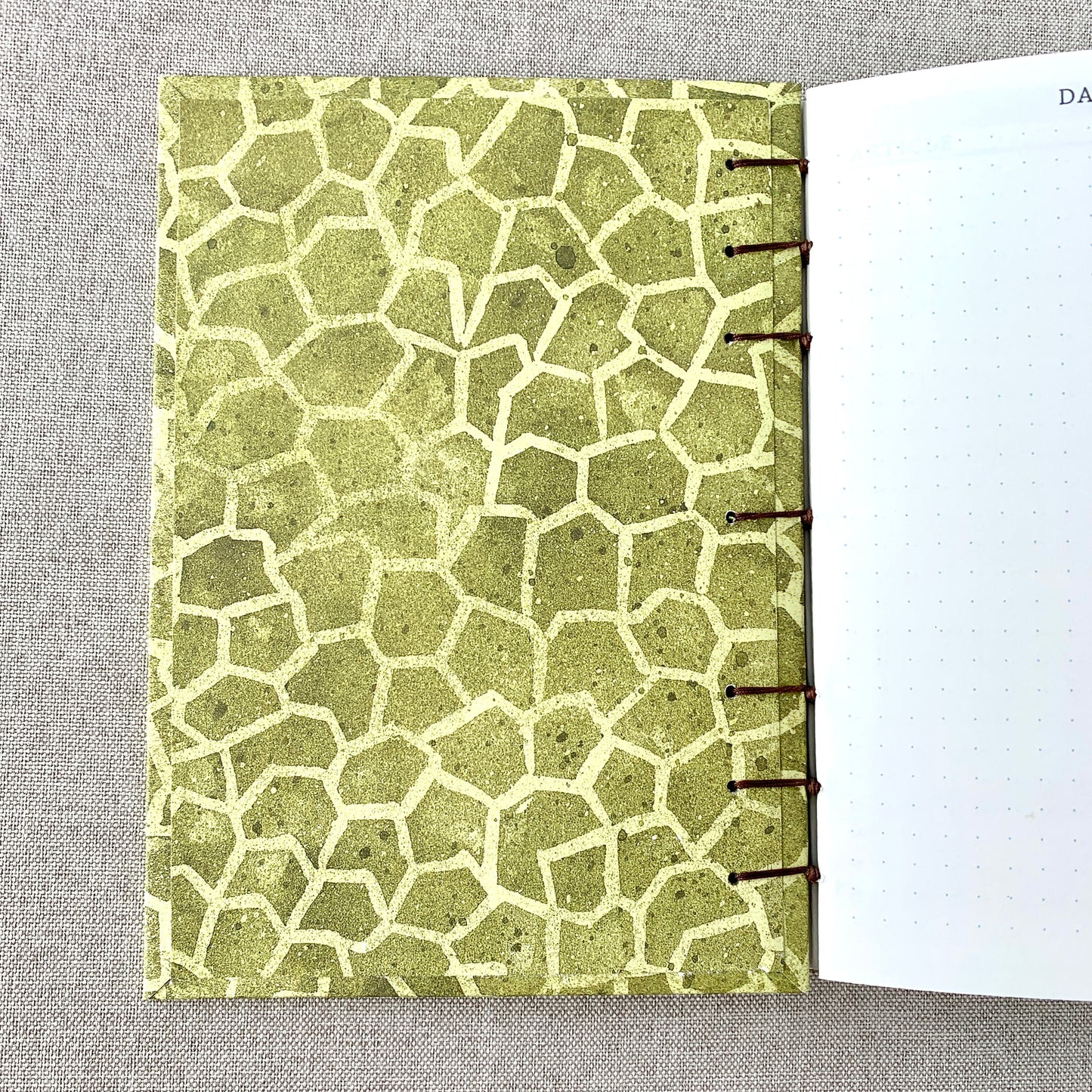 Turtle Shell - A6 - Dot Grid - Coptic Bound - Fountain Pen Notebook - Handmade Journal