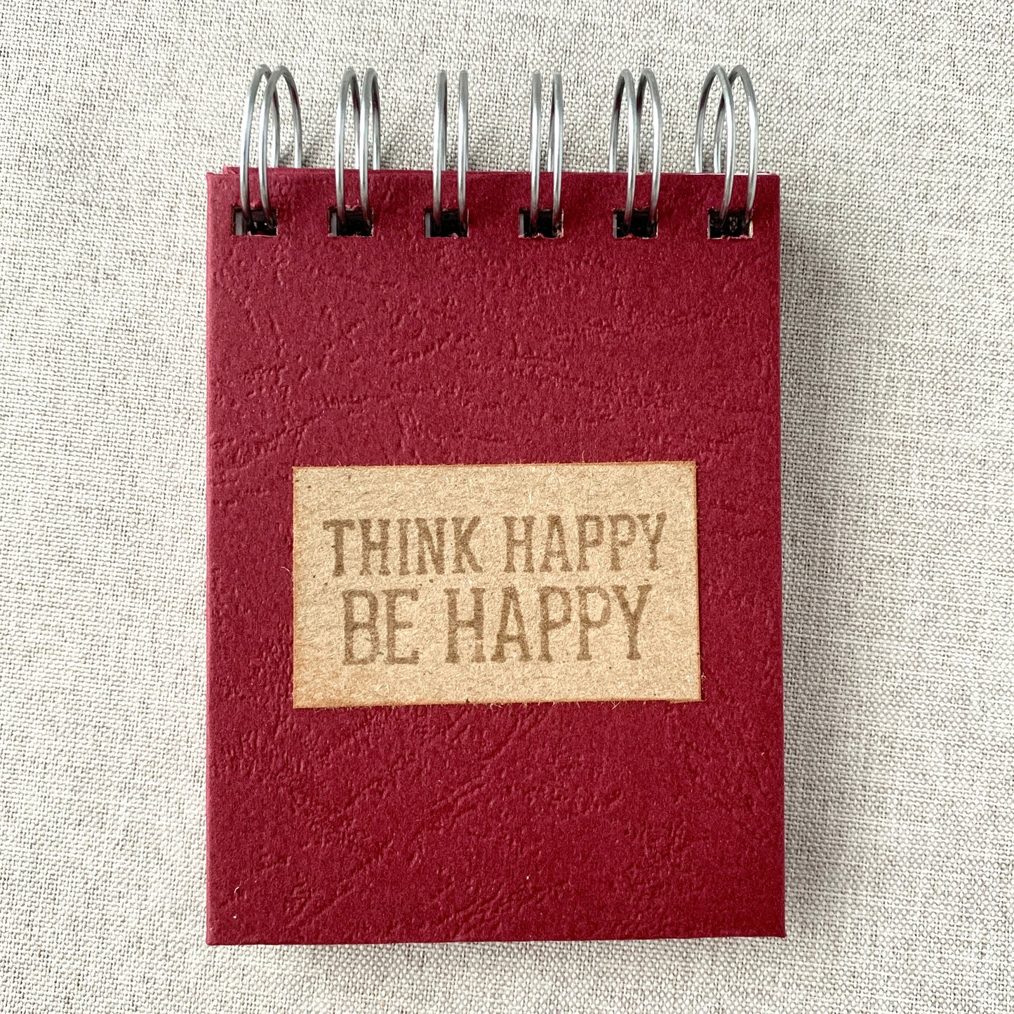 Think Happy Be Happy - Memo - Blank - Spiral Bound - Fountain Pen Notebook - Handmade Journal