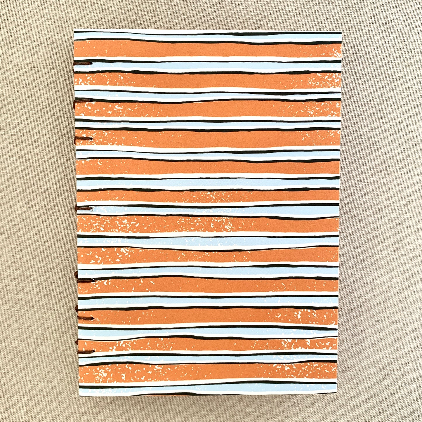 Orange Blue Stripe - Coptic Journal - A6 - 5mm Line Spacing - Coptic B by FP Journals