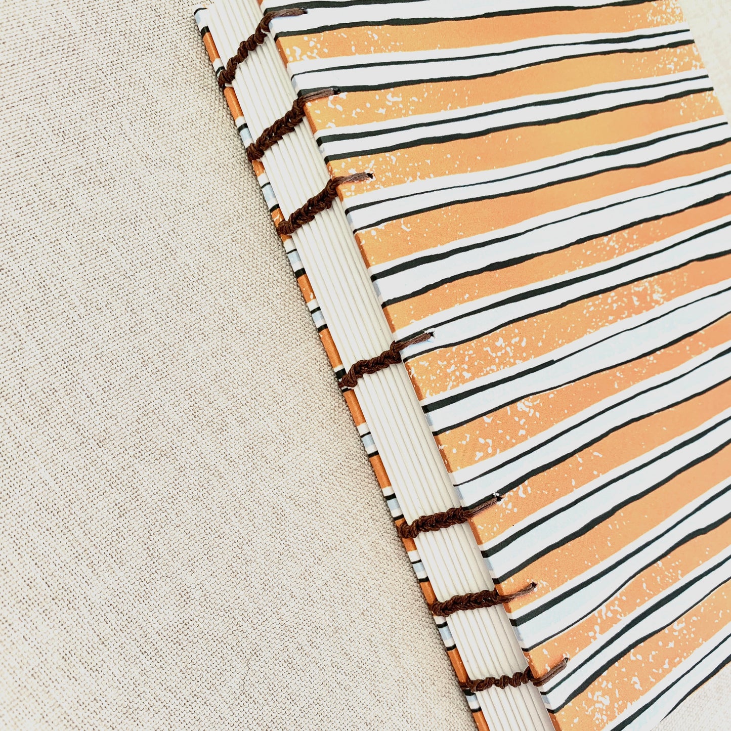 Orange Blue Stripe - Coptic Journal - A6 - 5mm Line Spacing - Coptic B by FP Journals