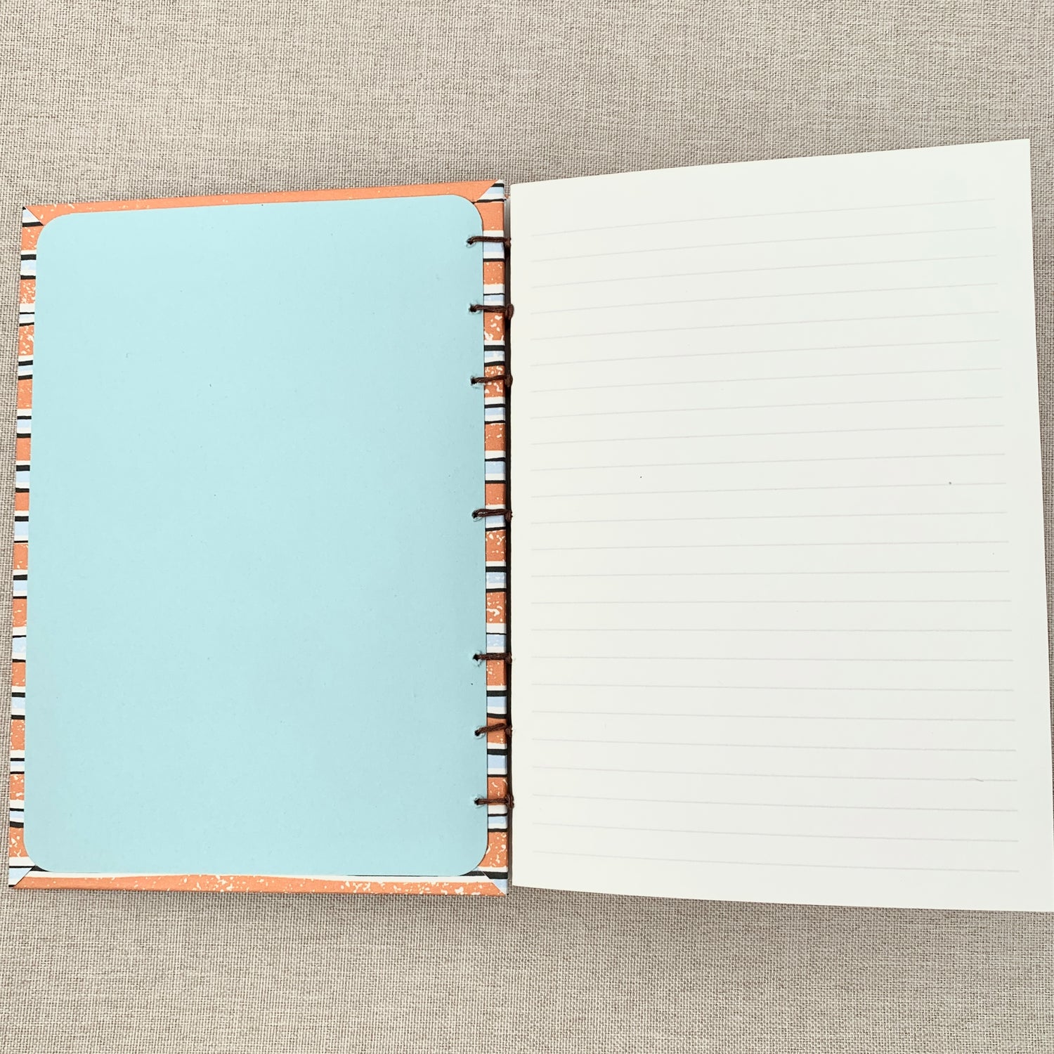 Orange Blue Stripe - Coptic Journal - A6 - 5mm Line Spacing - Coptic B by FP Journals