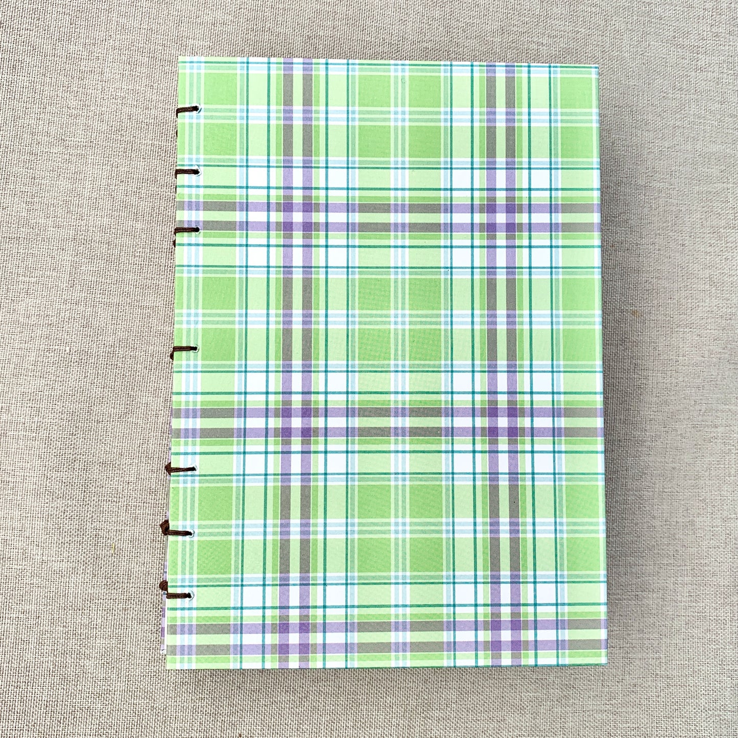 Purple Green Plaid - Coptic Journal - A6 - 5mm Line Spacing - Coptic B by FP Journals
