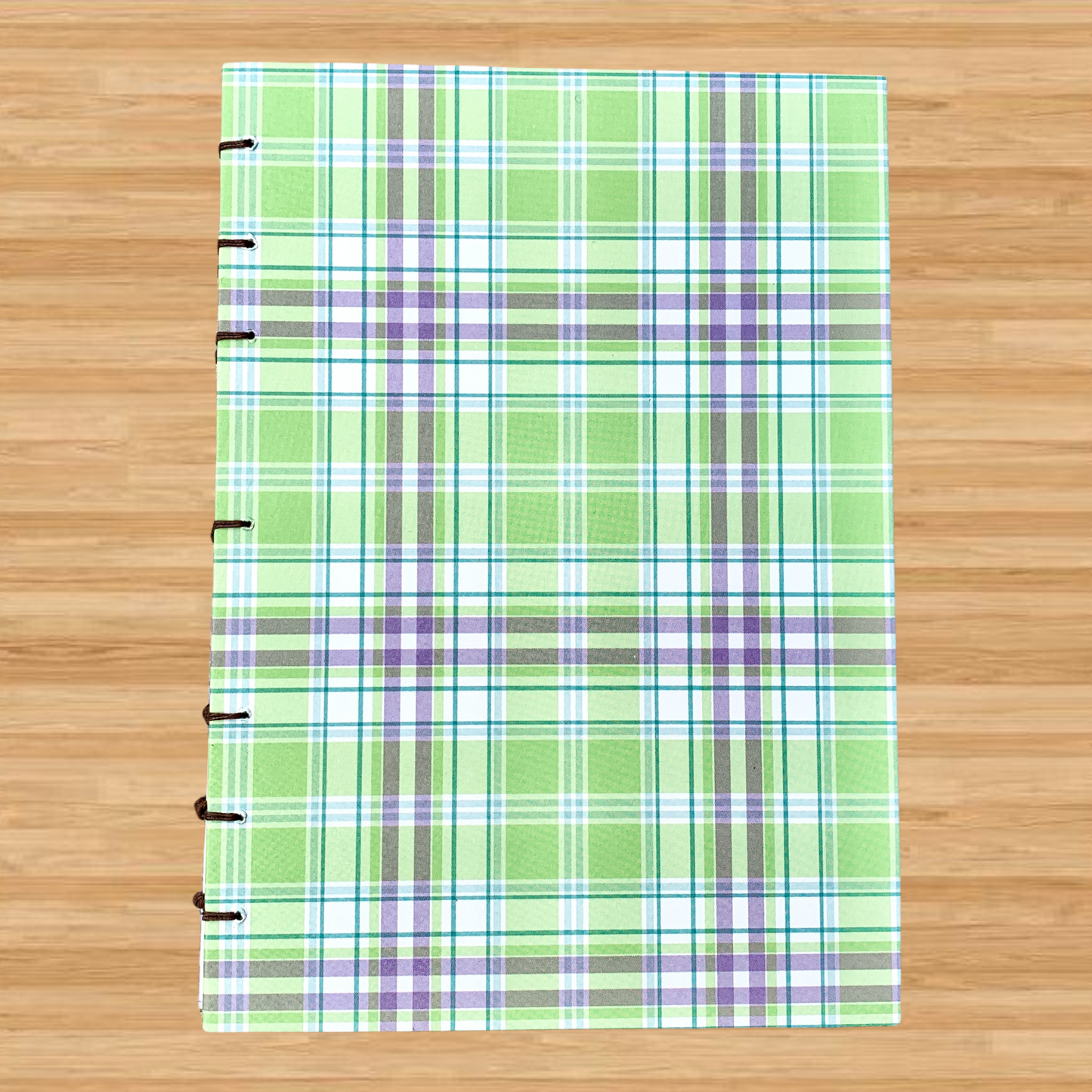 Purple Green Plaid - Coptic Journal - A6 - 5mm Line Spacing - Coptic B by FP Journals