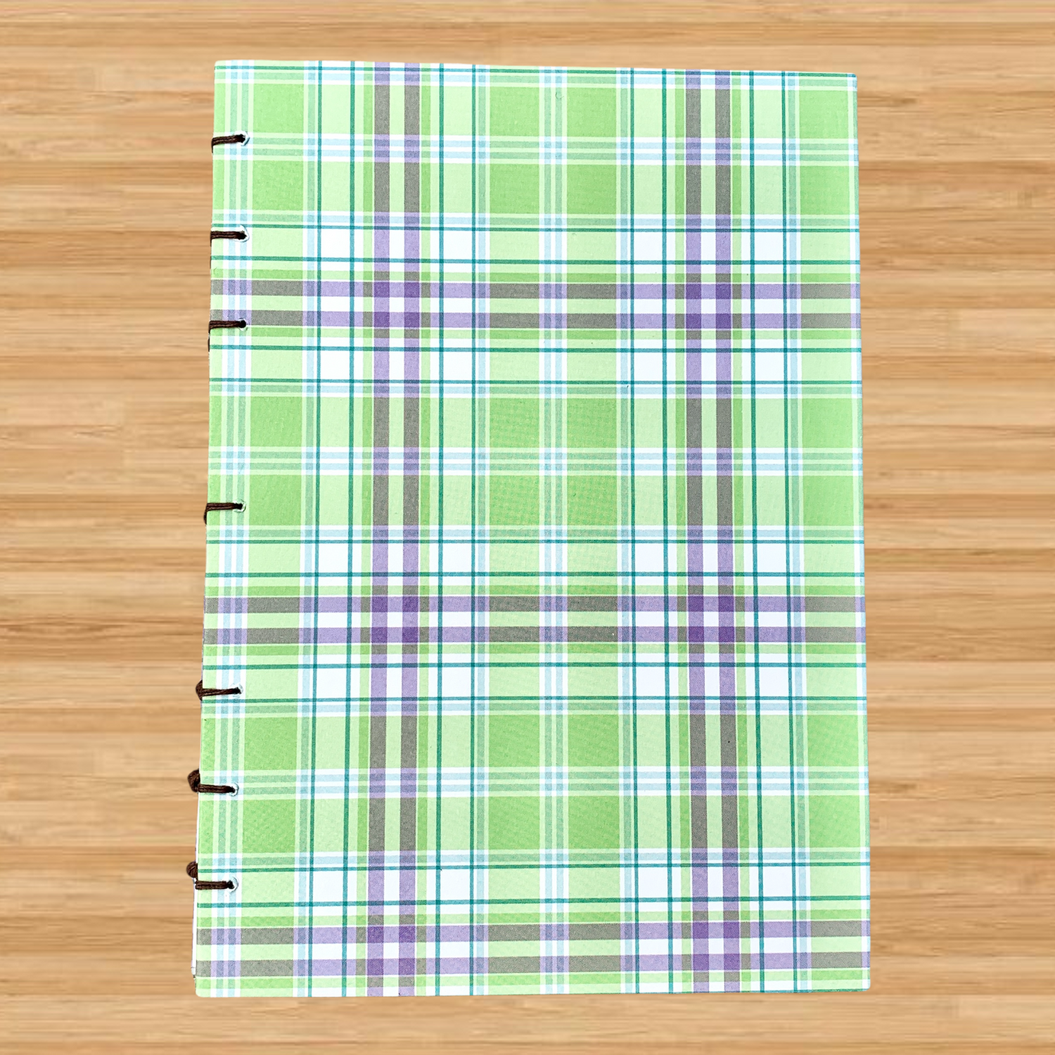 Purple Green Plaid - Coptic Journal - A6 - 5mm Line Spacing - Coptic B by FP Journals