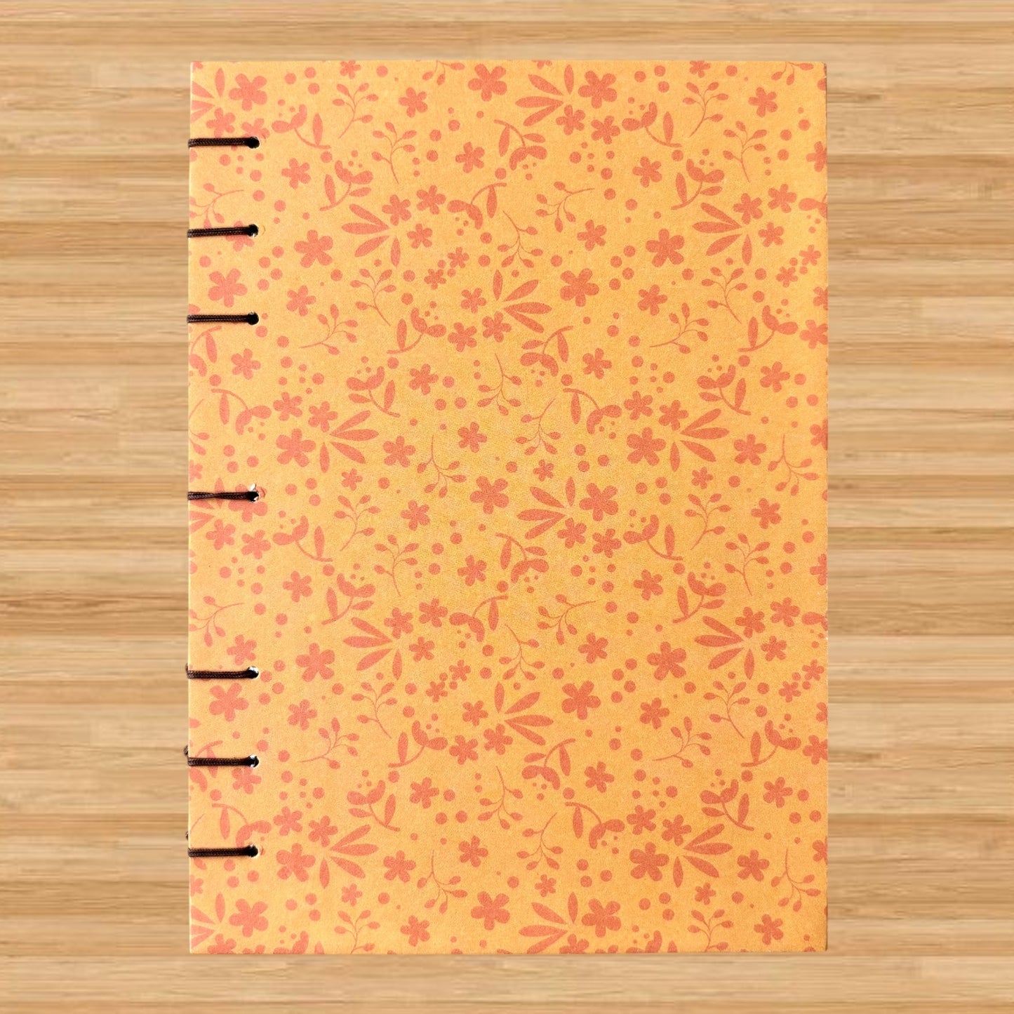 Peach Flower - A6 - Dot Grid - Coptic Bound - Fountain Pen Notebook - Handmade Journal