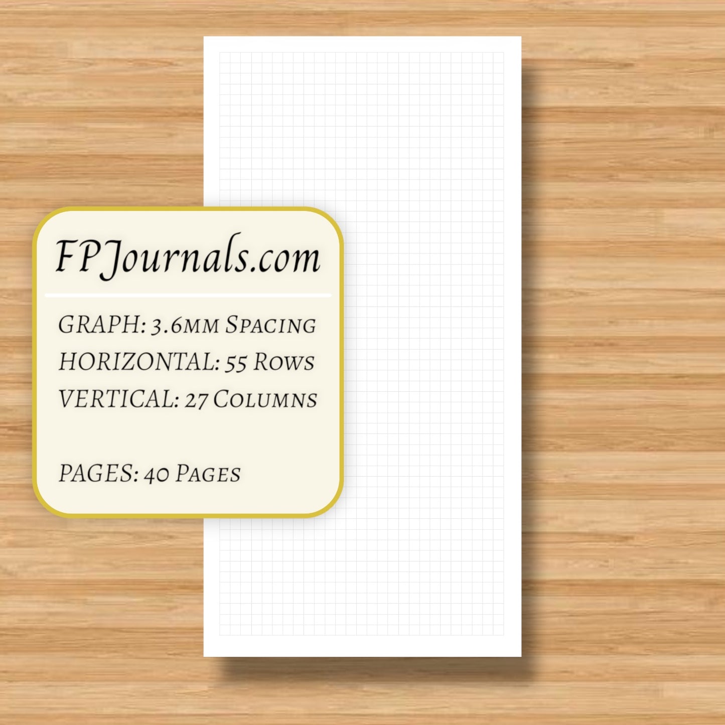 Standard Graph Travelers Notebook Insert - Fountain Pen Friendly, Hand-Stitched Kraft Cover