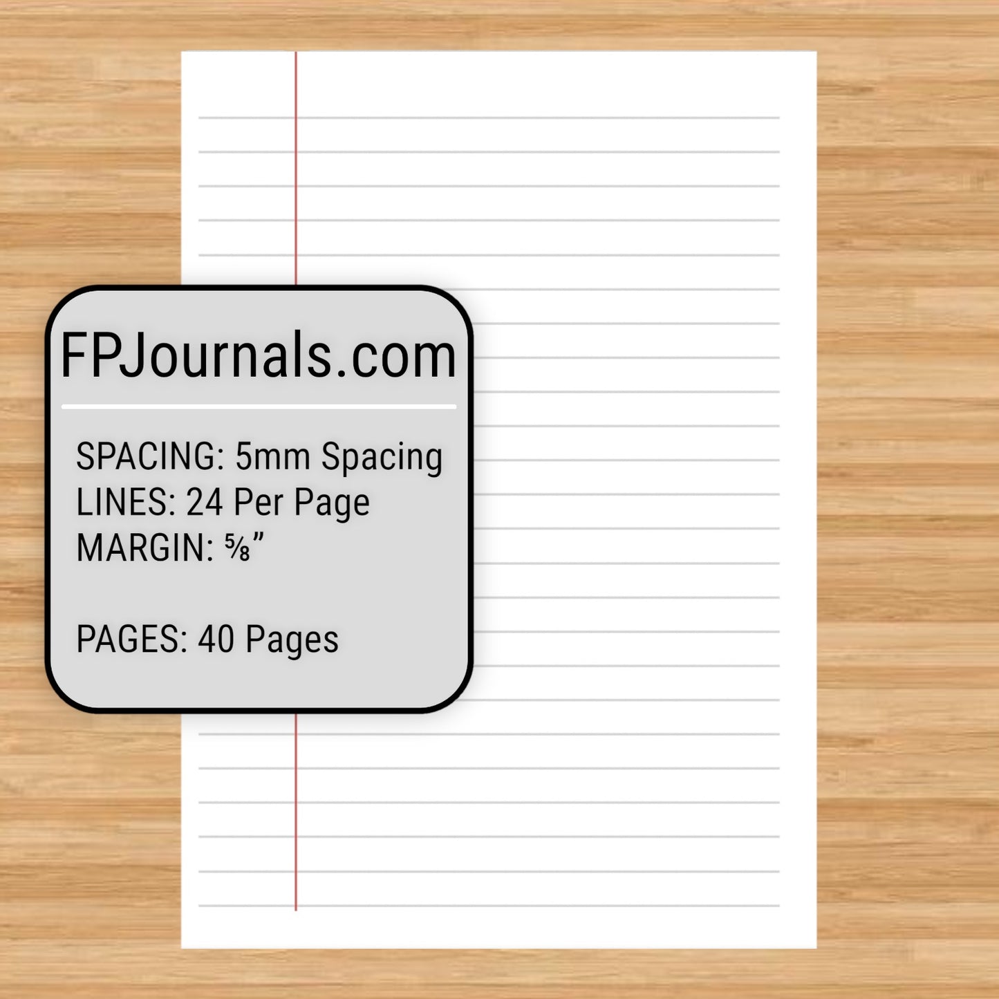 A6 Composition Lined Travelers Notebook Insert - Fountain Pen Friendly, Hand-Stitched Kraft Cover