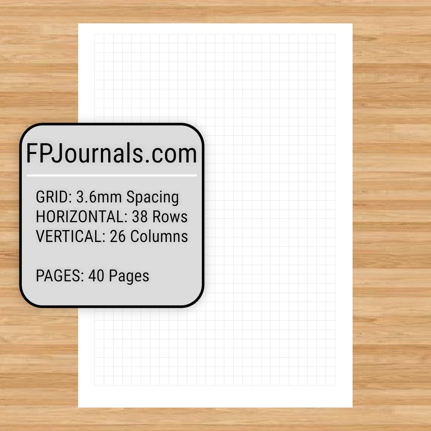 A6 Graph Travelers Notebook Insert - Fountain Pen Friendly, Hand-Stitched Kraft Cover