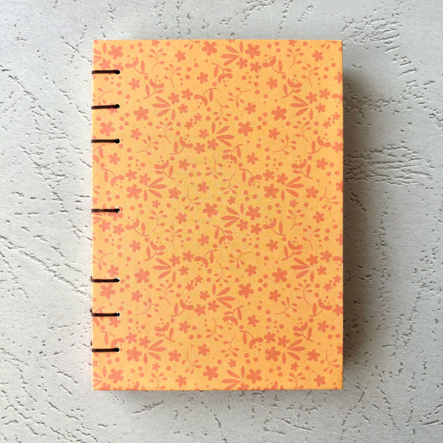 Peach Flower - A6 - Dot Grid - Coptic Bound - Fountain Pen Notebook - Handmade Journal