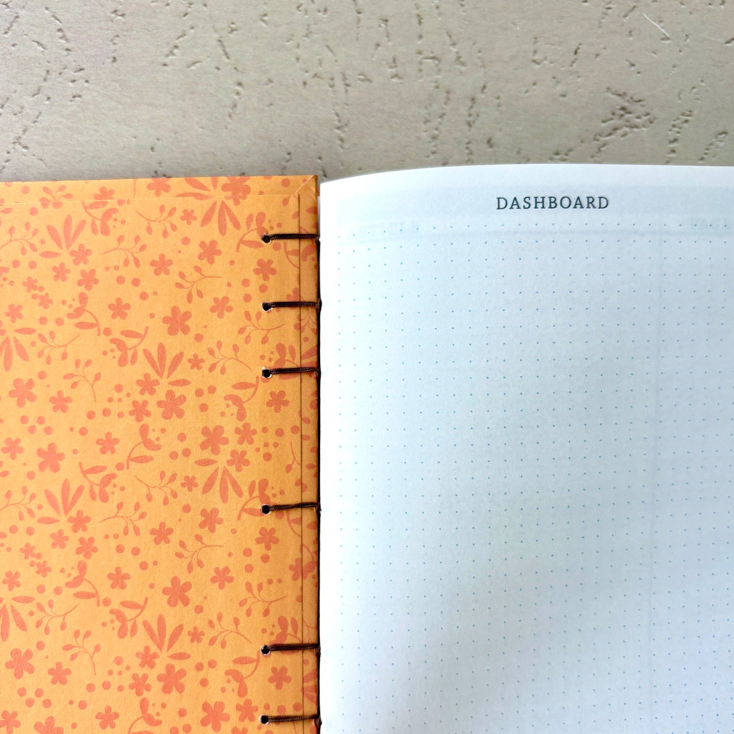 Peach Flower - A6 - Dot Grid - Coptic Bound - Fountain Pen Notebook - Handmade Journal
