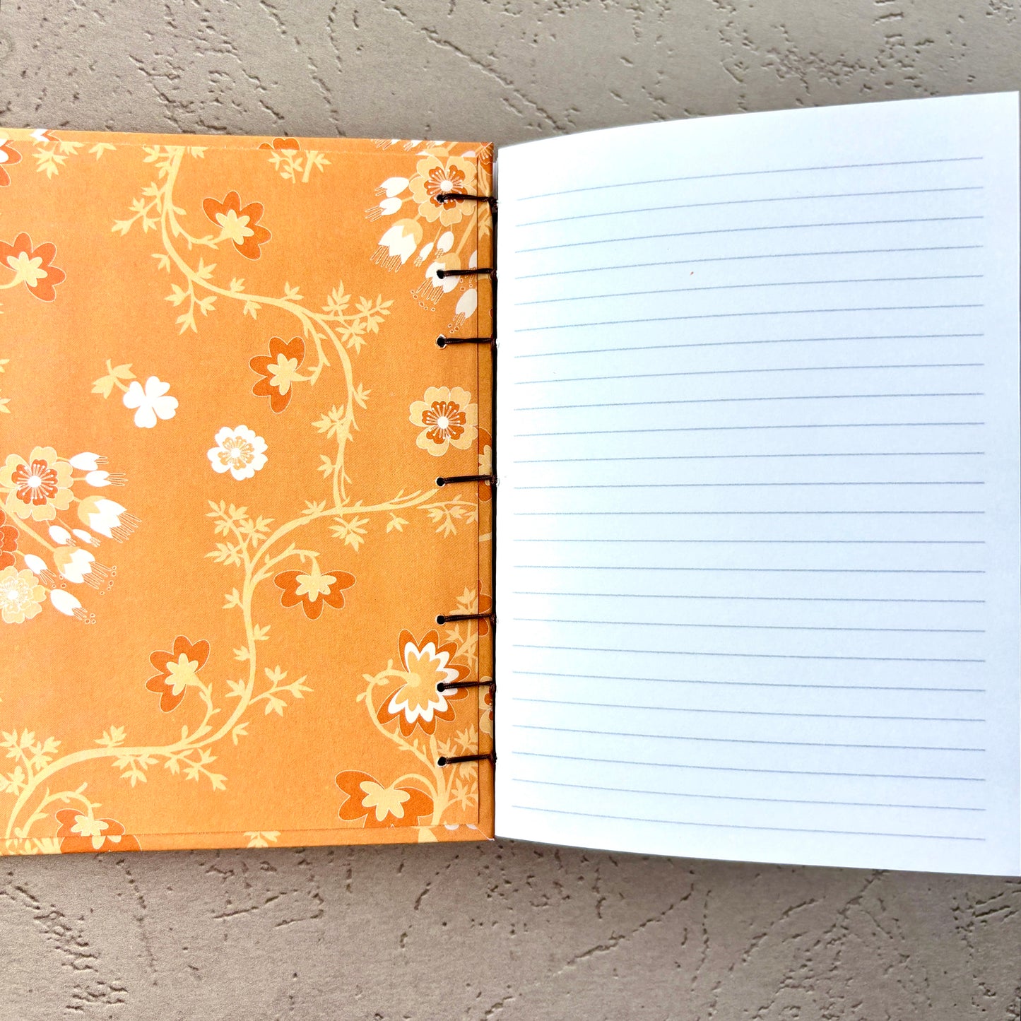 Orange Blossom - A6 - Lined - Coptic Bound - Fountain Pen Notebook - Handmade Journal