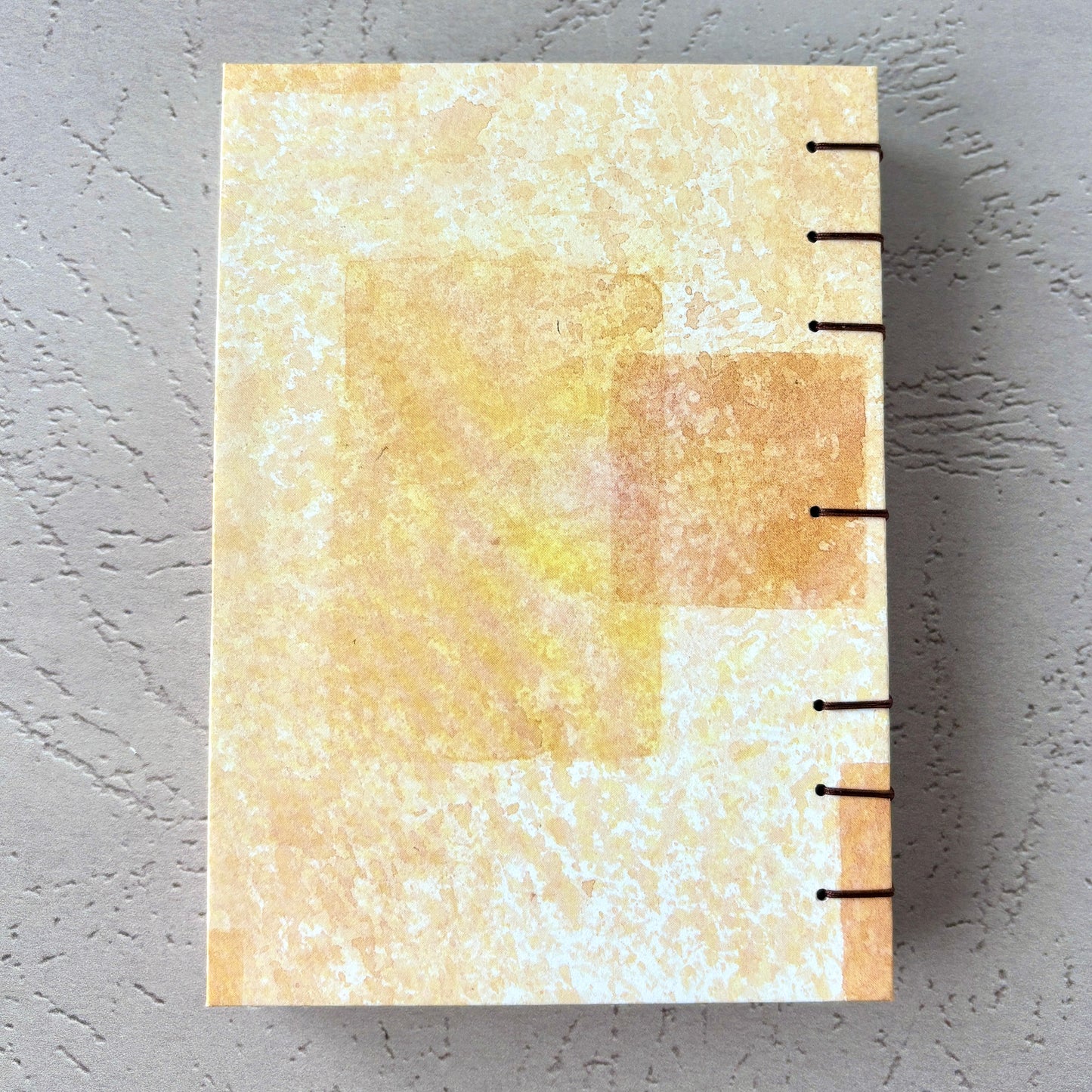 Blocked Orange - A6 - Lined - Coptic Bound - Fountain Pen Notebook - Handmade Journal with abstract orange and cream cover and exposed coptic binding