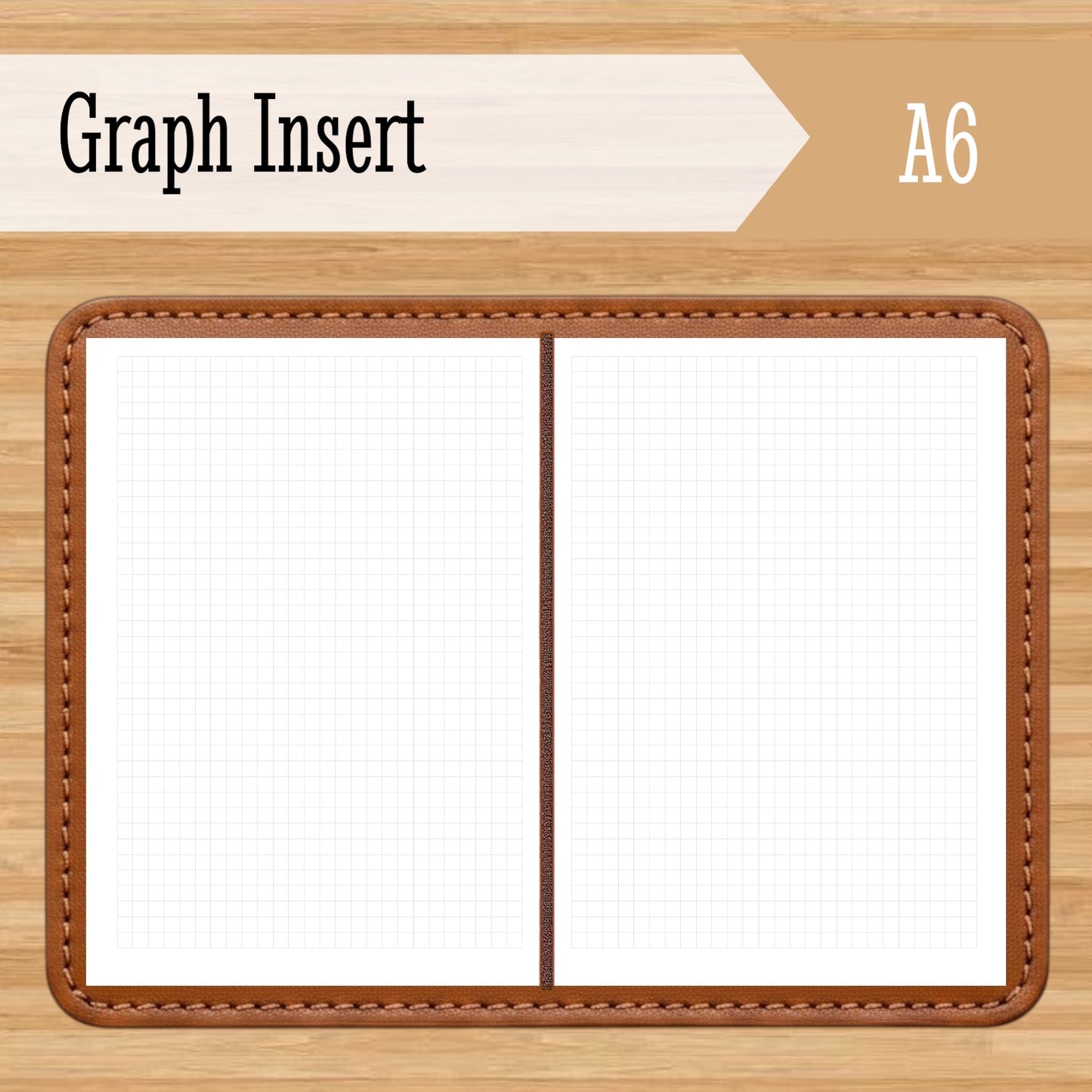 A6 Graph Travelers Notebook Insert - Fountain Pen Friendly, Hand-Stitched Kraft Cover