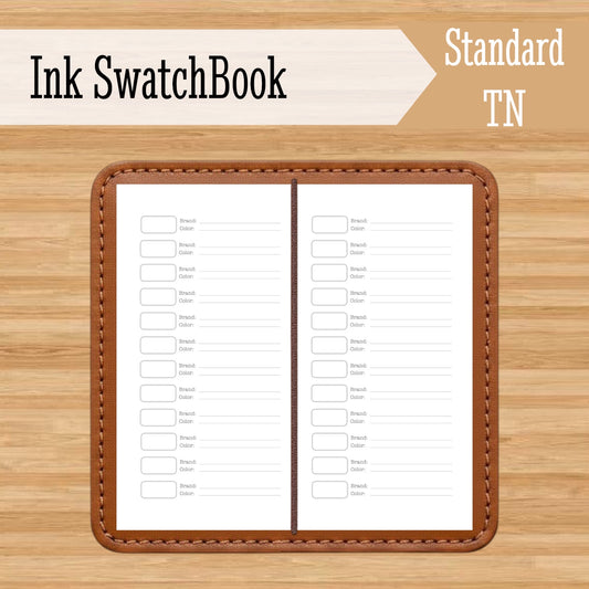 Ink Swatch Book Kraft Travelers Notebook Insert - Standard TN - Ink Log - Fountain Pen Friendly Notebook - Hand-Stitched Binding