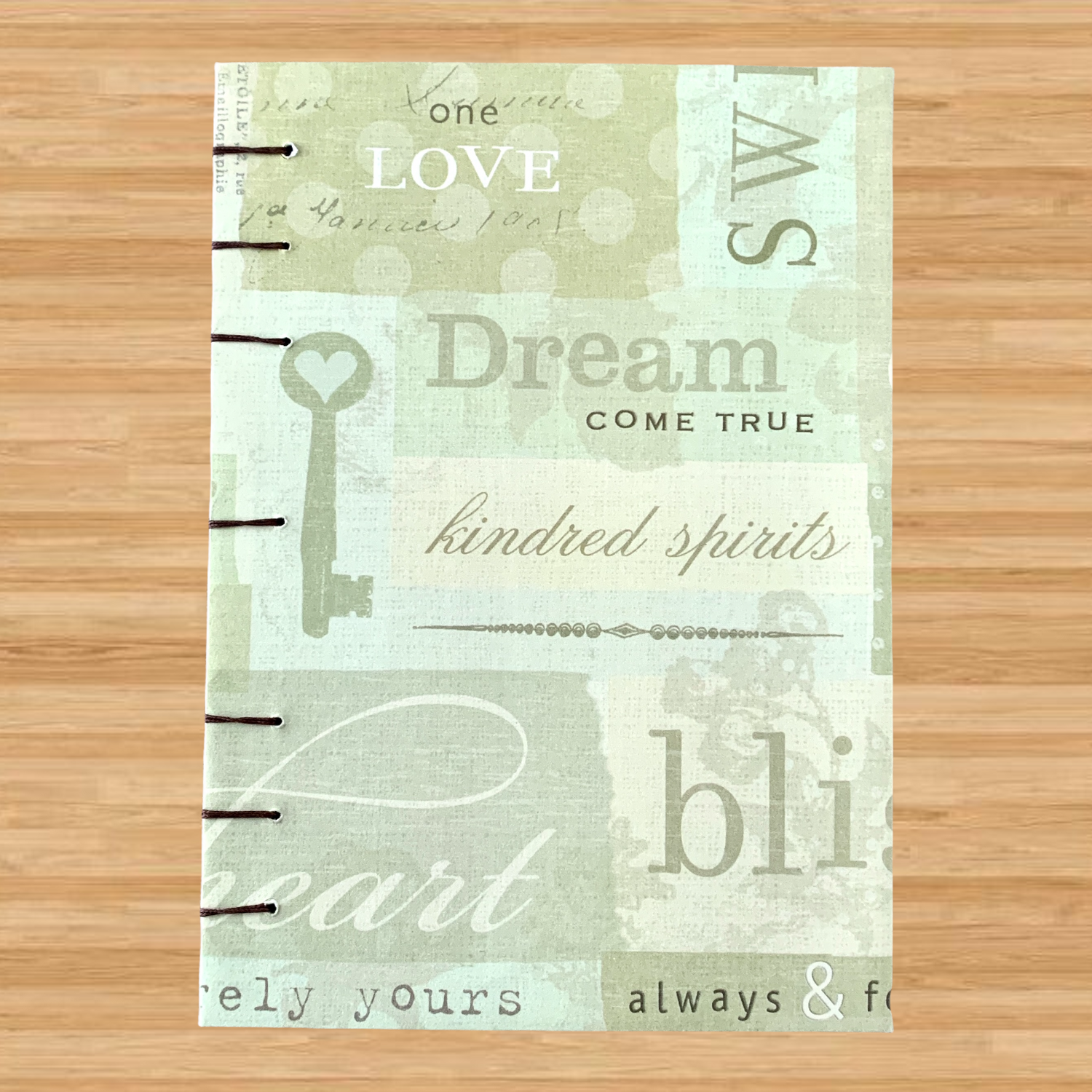 Green Inspirational Words - Coptic Journal - A6 - 4x6 Dot Grid - Bulle by FP Journals