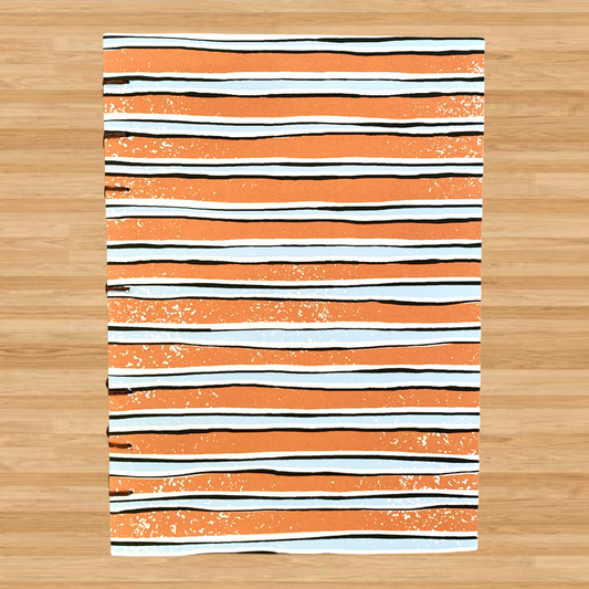 Orange Blue Stripe - Coptic Journal - A6 - 5mm Line Spacing - Coptic B by FP Journals