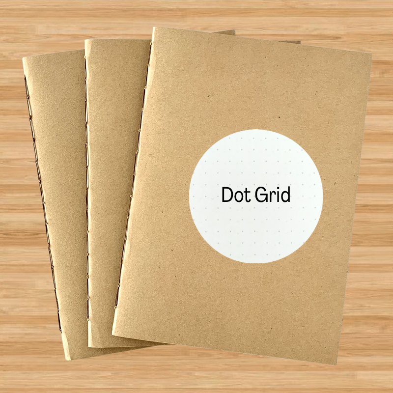 Dot Grid Kraft Travelers Notebook Insert - A5 - Dot Grid - Fountain Pen Friendly Notebook - Hand-Stitched Binding