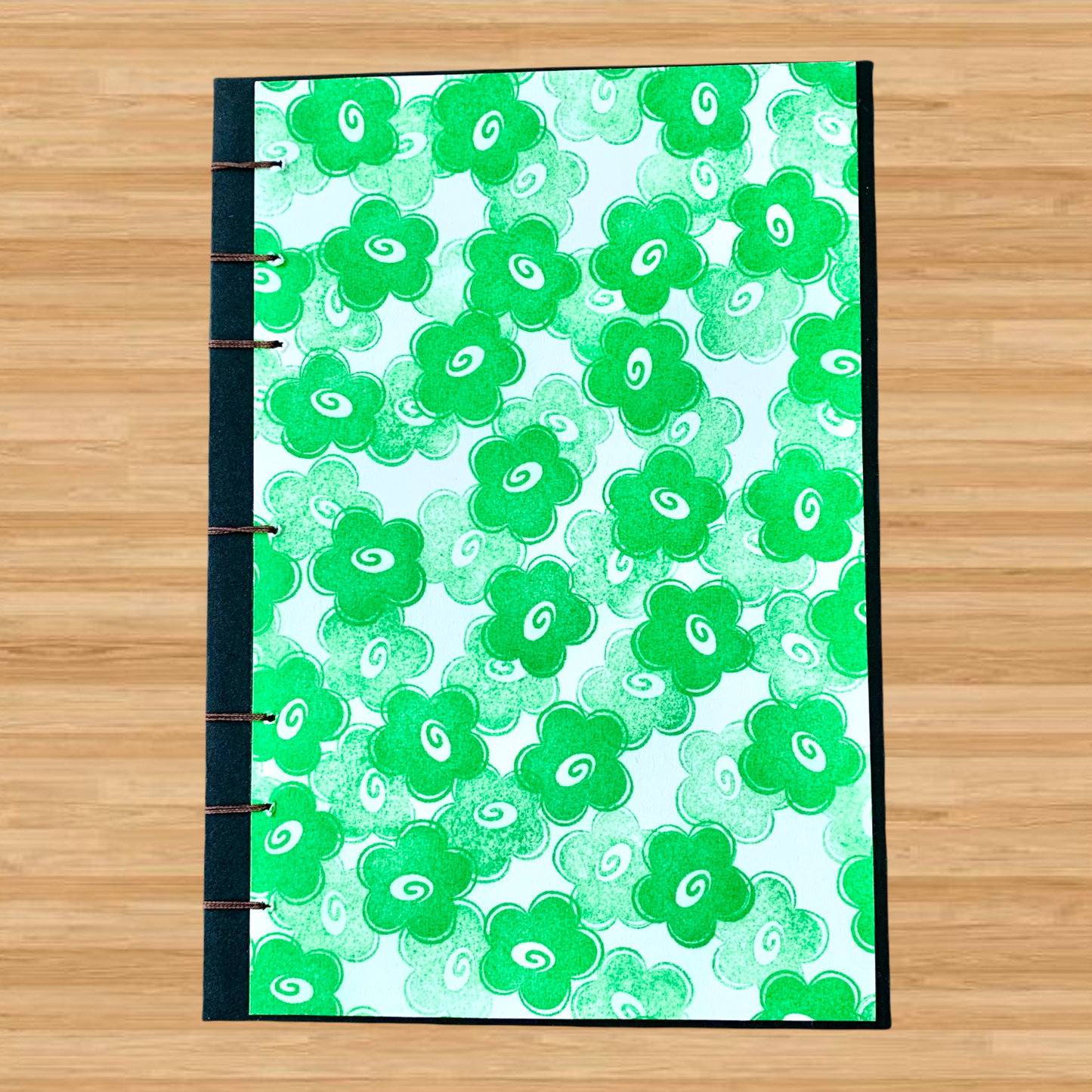 Green Flower - Coptic Journal - A6 - 4x6 Dot Grid - Bullet Journal - P by FP Journals