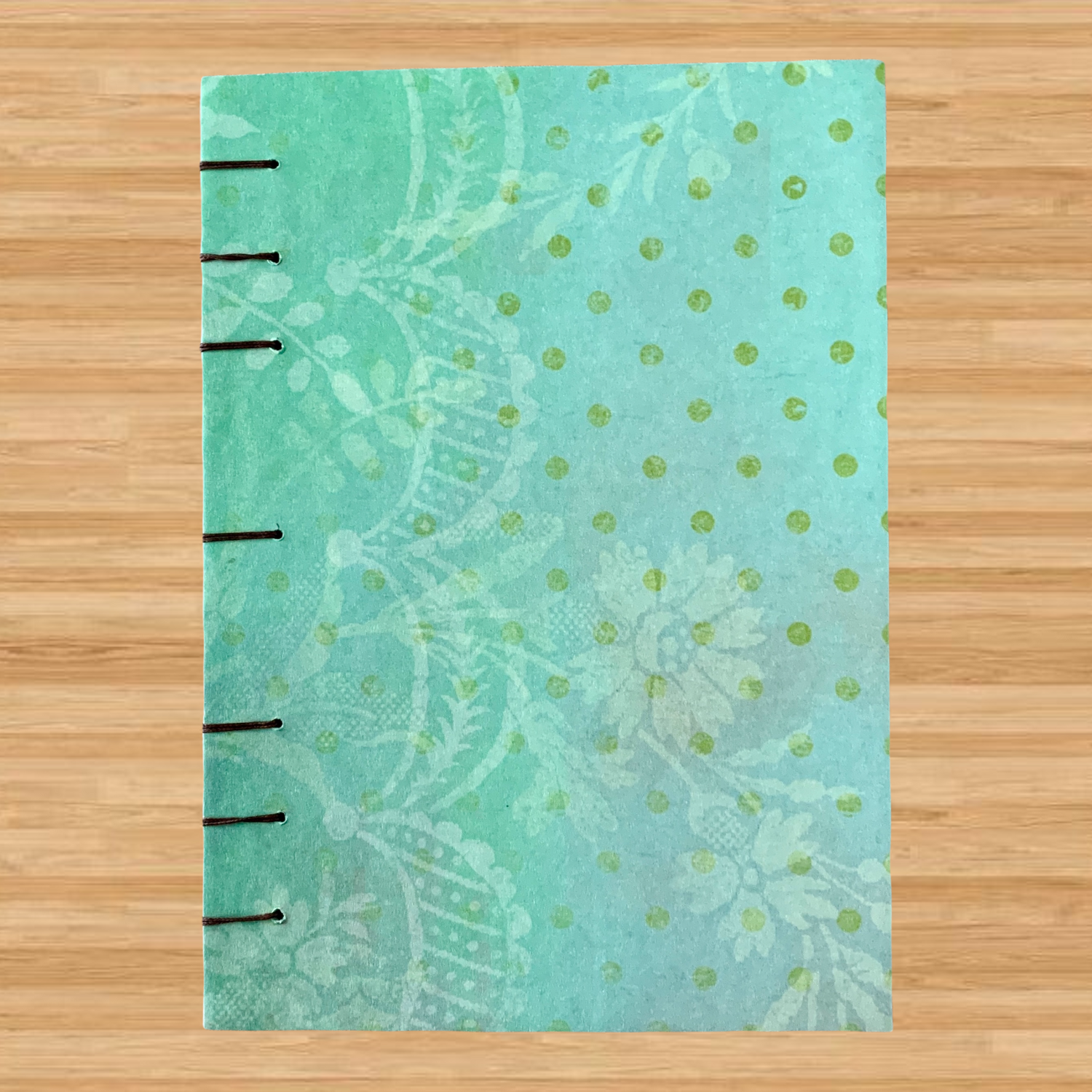 Green Lace Flower - Coptic Journal - A6 - 4x6 Dot Grid - Bullet Journa by FP Journals