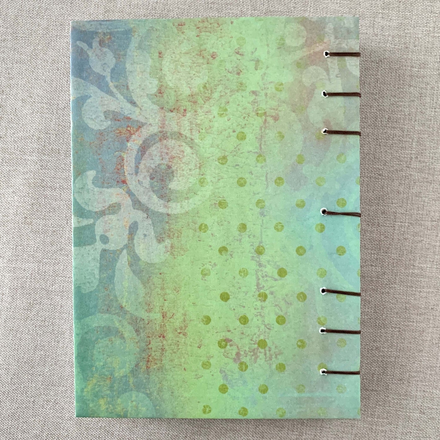 Green Lace Flower - Coptic Journal - A6 - 4x6 Dot Grid - Bullet Journa by FP Journals