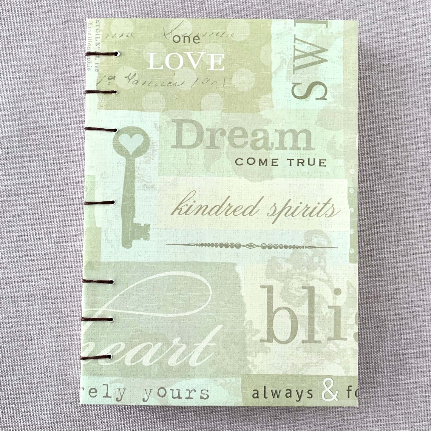 Green Inspirational Words - Coptic Journal - A6 - 4x6 Dot Grid - Bulle by FP Journals