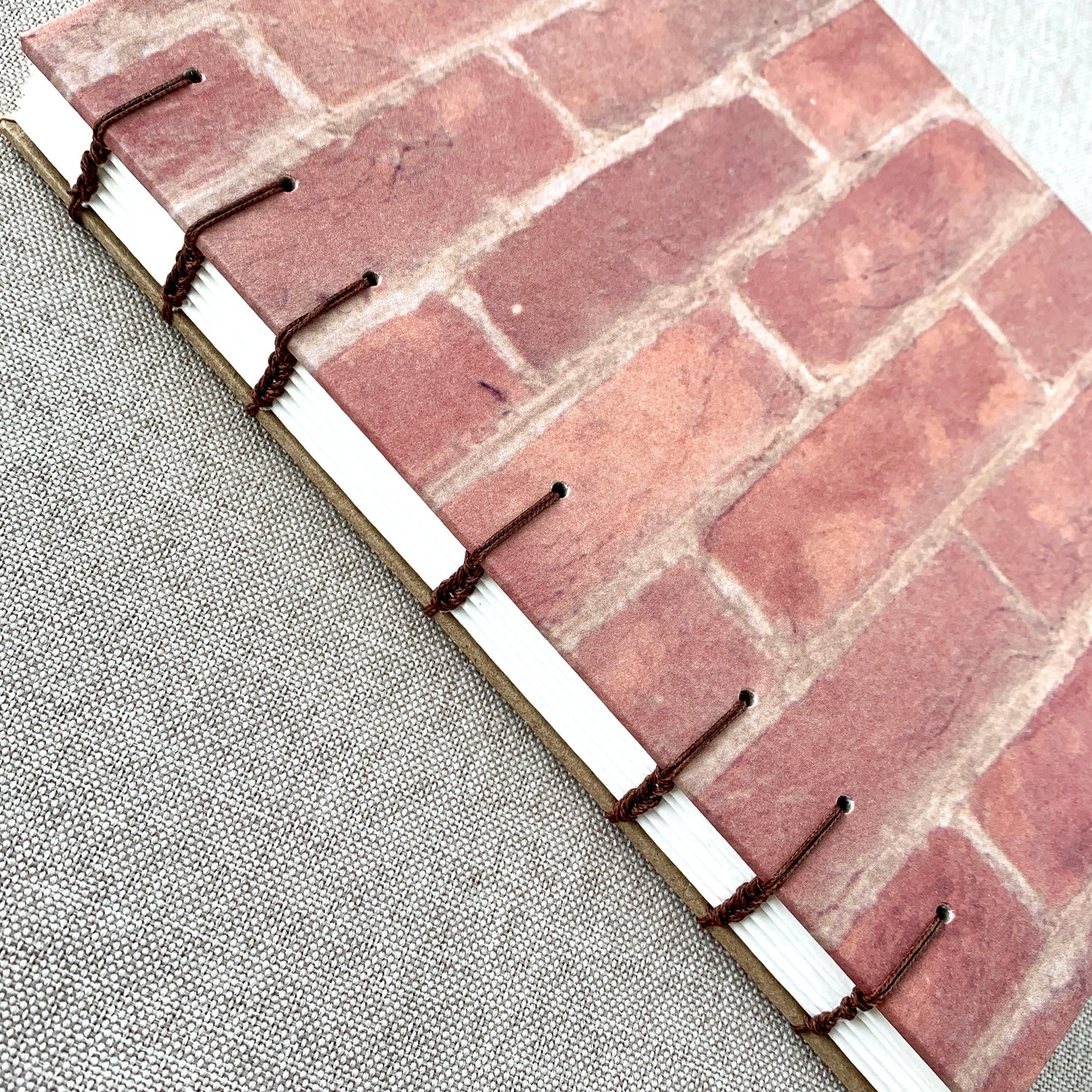 Red Brick Wall - A6 - Dot Grid - Coptic Bound - Fountain Pen Notebook - Handmade Journal