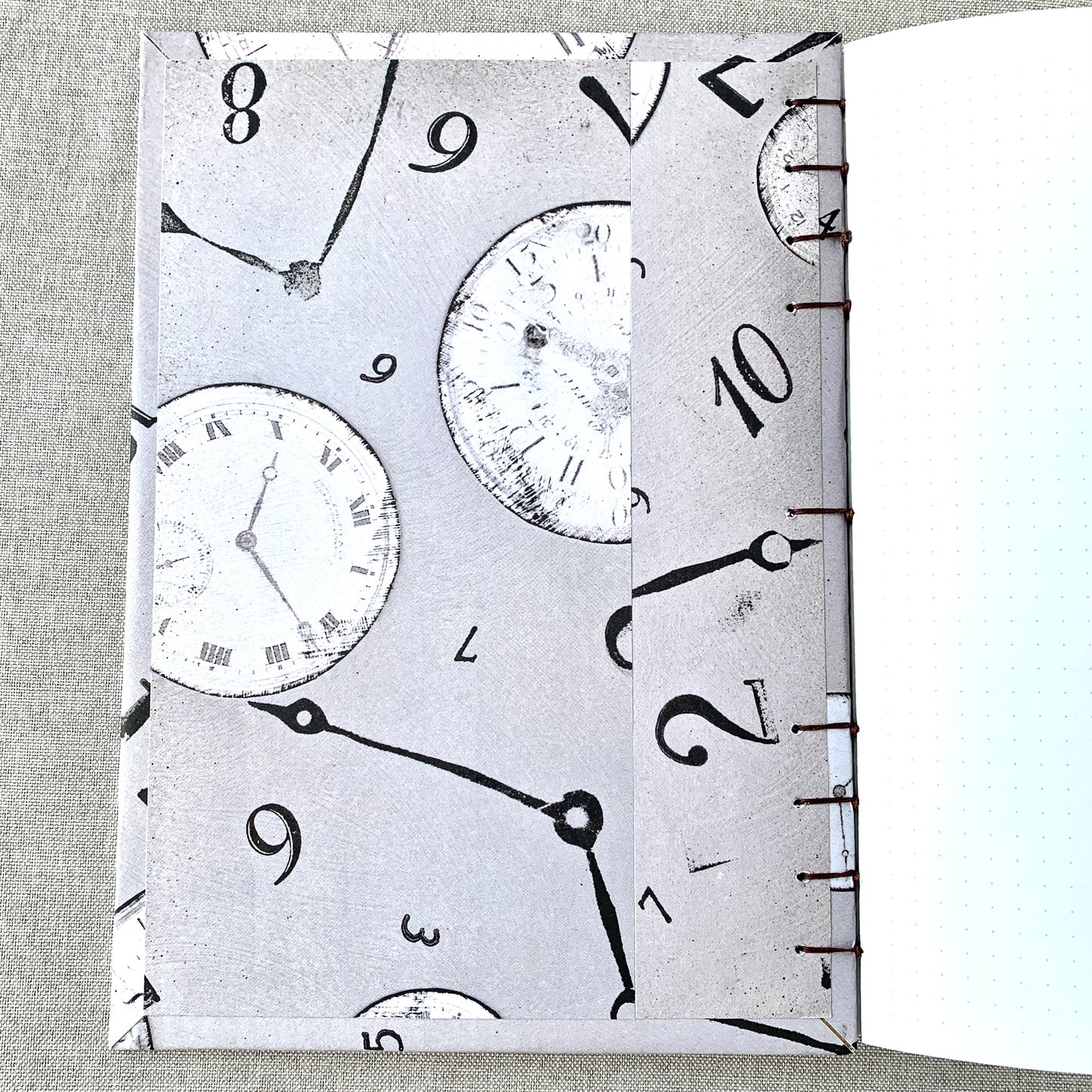 Time Traveler - A5 - Dot Grid - Coptic Bound - Fountain Pen Notebook - Handmade Journal