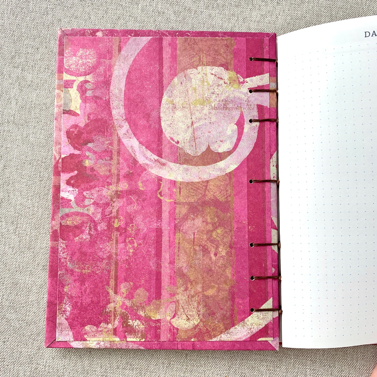 Magenta Flair - A6 - Dot Grid - Coptic Bound - Fountain Pen Notebook - Handmade Journal