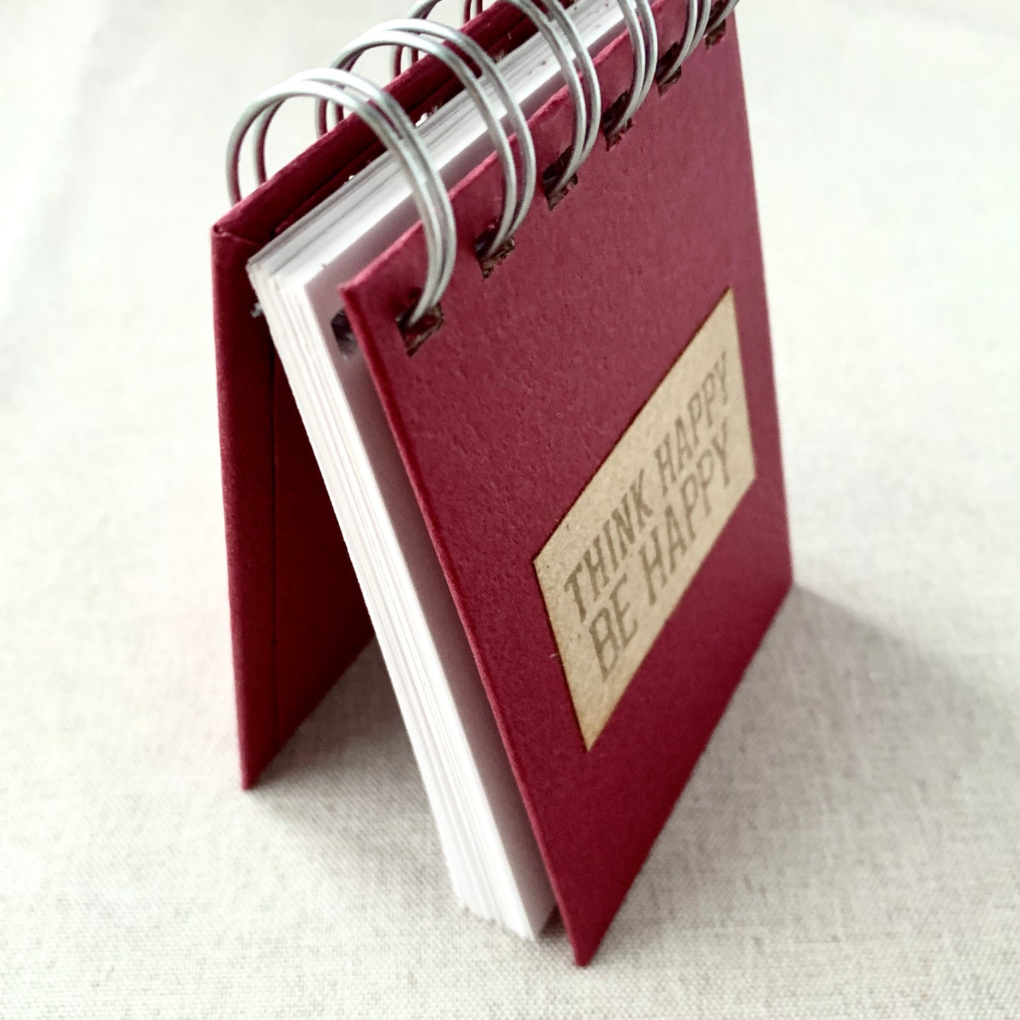 Think Happy Be Happy - Memo - Blank - Spiral Bound - Fountain Pen Notebook - Handmade Journal