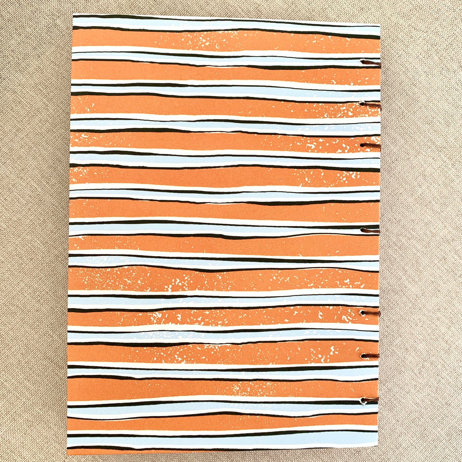Orange Blue Stripe - Coptic Journal - A6 - 5mm Line Spacing - Coptic B by FP Journals