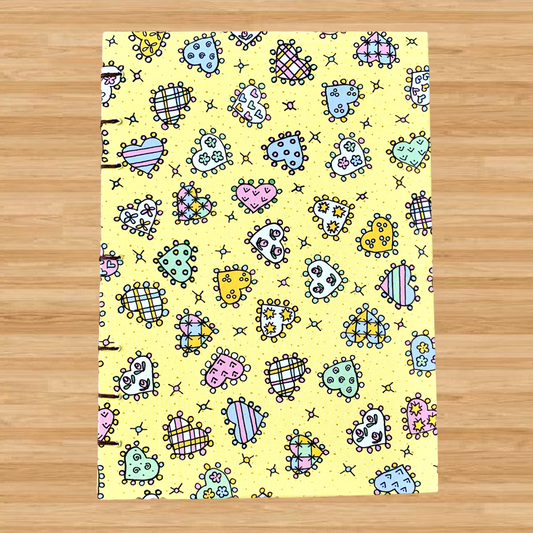 Pastel Stitch Heart - A6 - Dot Grid - Coptic Bound - Fountain Pen Notebook - Handmade Journal