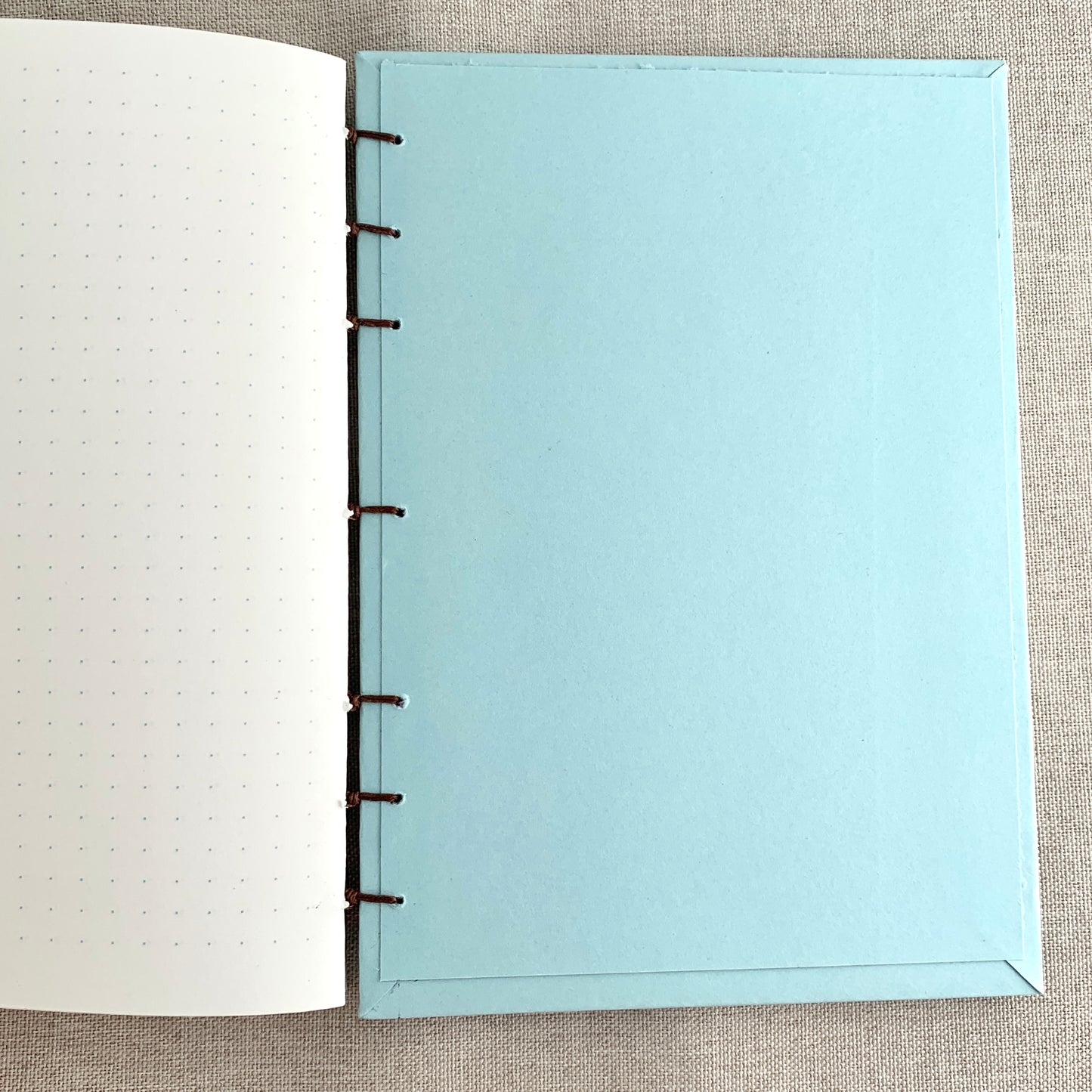 Water Blue Flowers - A6 - Dot Grid - Coptic Bound - Fountain Pen Notebook - Handmade Journal