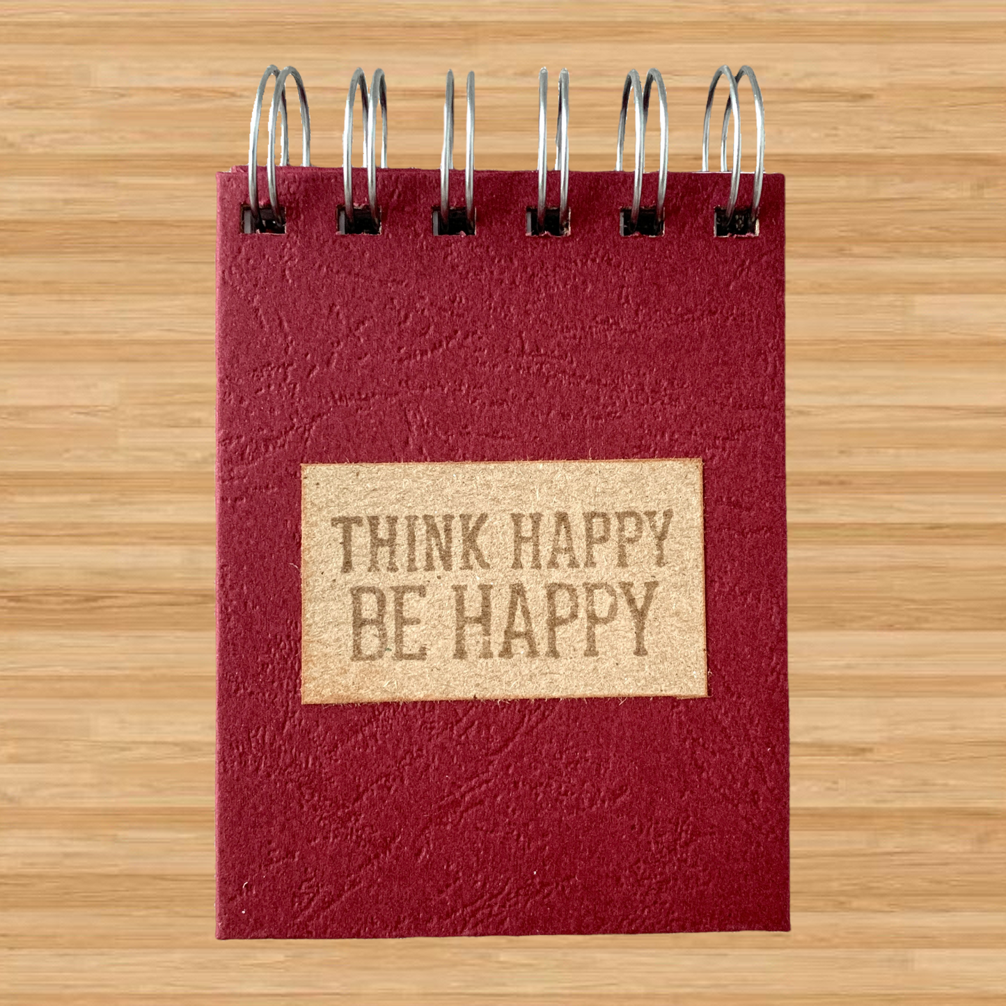 Think Happy Be Happy - Memo - Blank - Spiral Bound - Fountain Pen Notebook - Handmade Journal