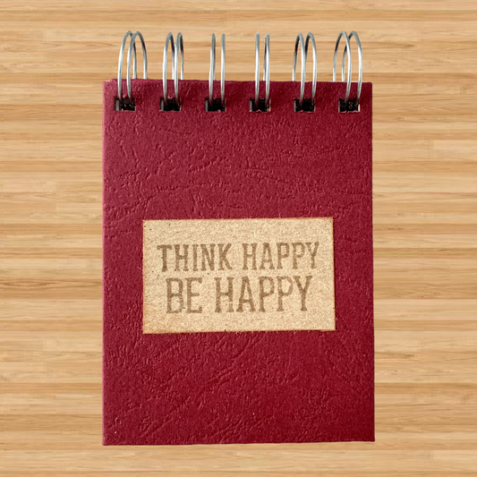 Think Happy Be Happy - Memo - Blank - Spiral Bound - Fountain Pen Notebook - Handmade Journal