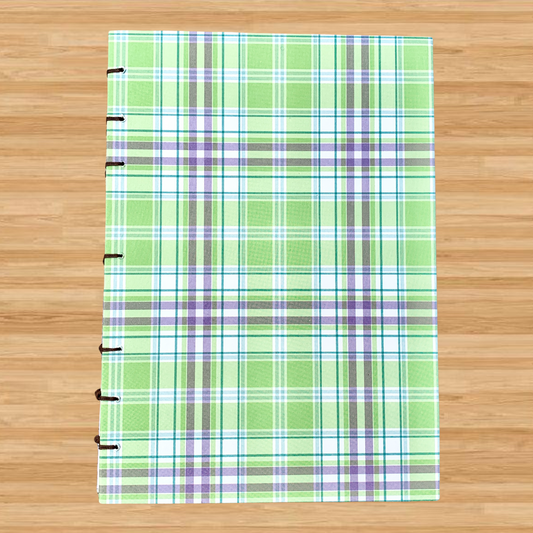 Purple Green Plaid - Coptic Journal - A6 - 5mm Line Spacing - Coptic B by FP Journals