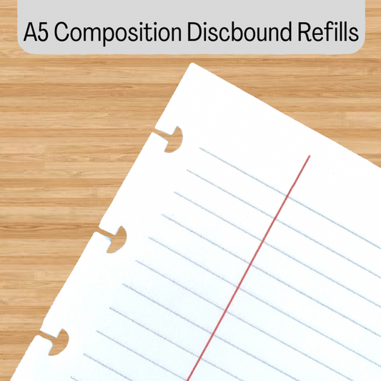 Composition Lined Discbound Notebook Insert - A5 - Lined - Fountain Pen Friendly Paper